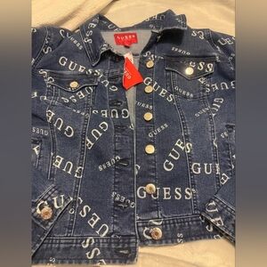 GUESS Dark Blue Logo All-Over Denim Jacket